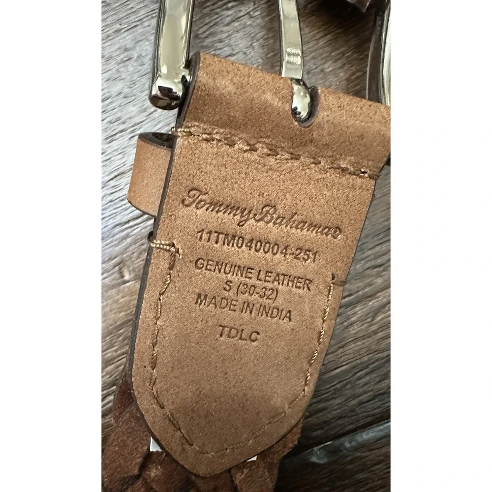 Tommy Bahama Braided Leather Belt Brown Size Small 30-32 Woven NEW